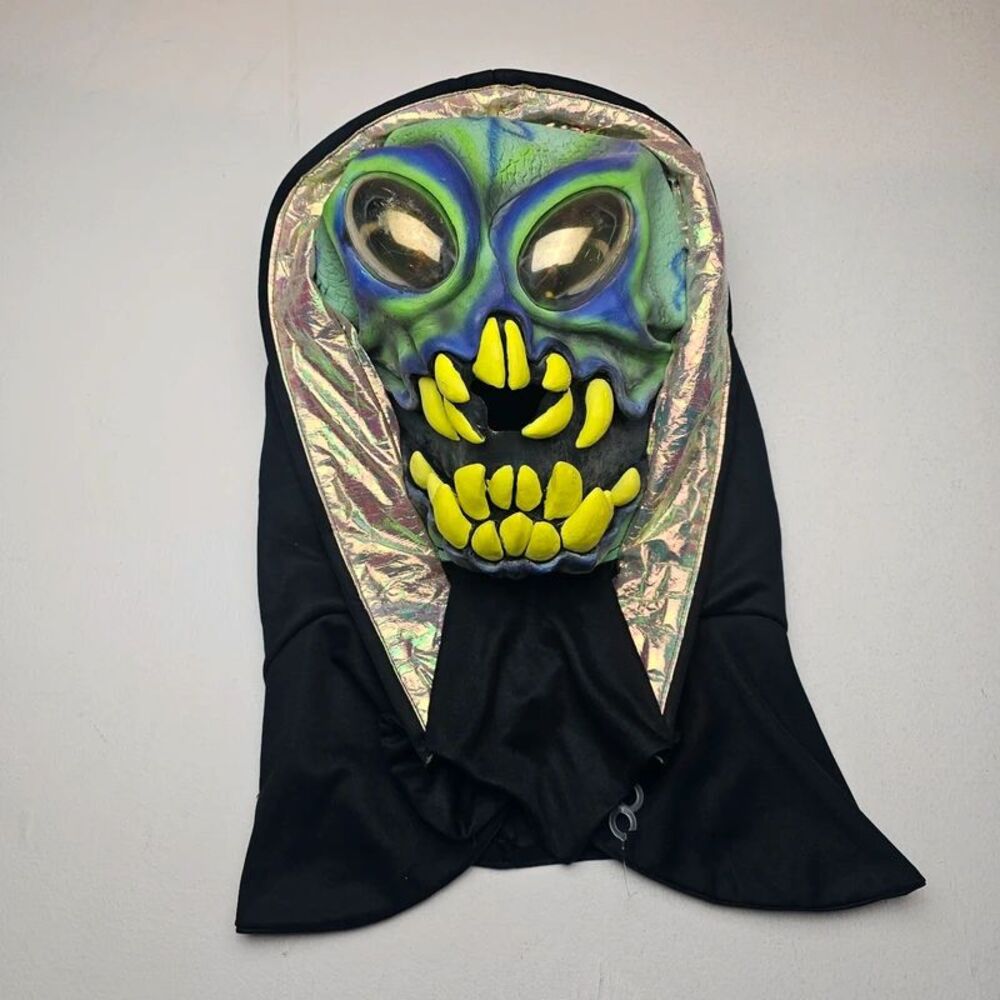 Alien hooded Halloween mask.
